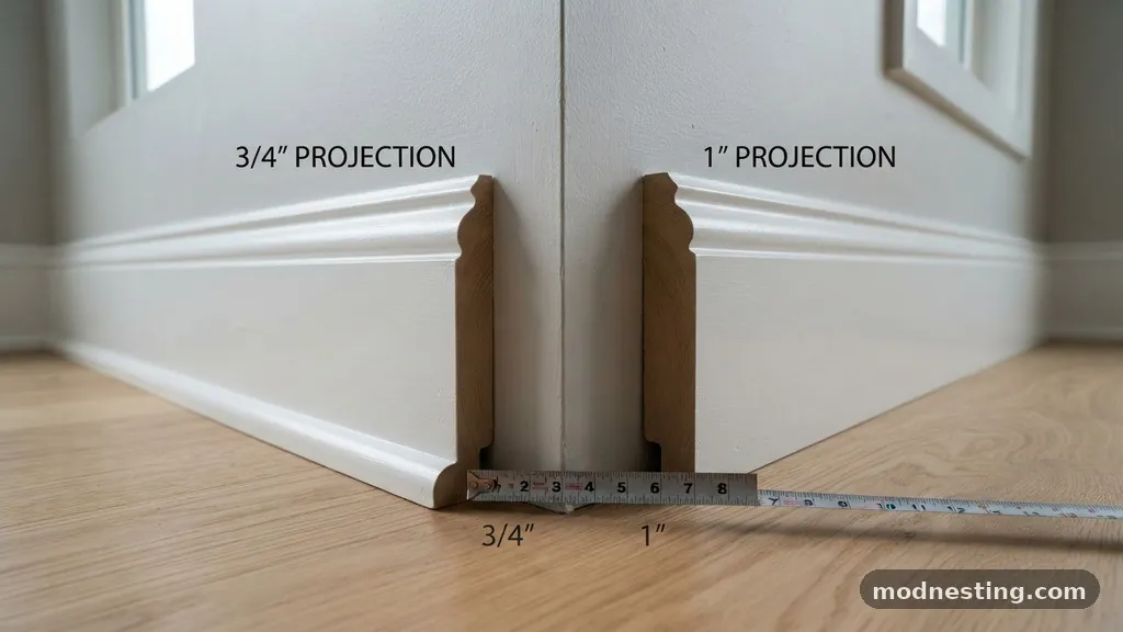 Comparison of Design Impact - 3/4-Inch vs 1-Inch Stool Projection: Matching Profile to Baseboard Trim