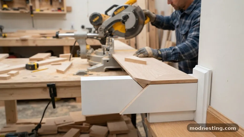 Executing the Bevel and Miter Cuts - How to Angle or Return the Ends of an Apron Trim Board Neatly
