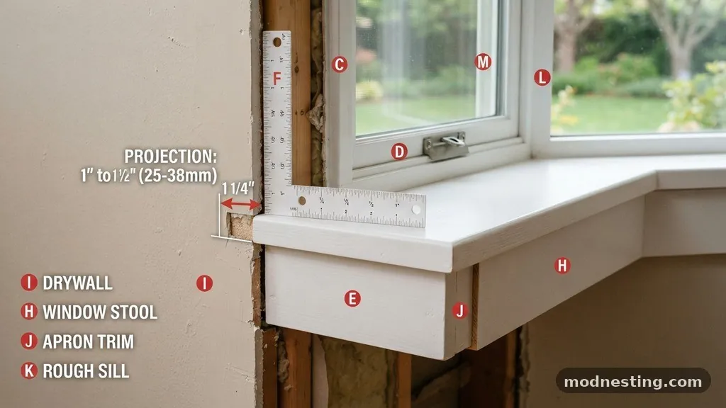 How Far Should an Interior Window Sill (Stool) Stick Out from the Wall?