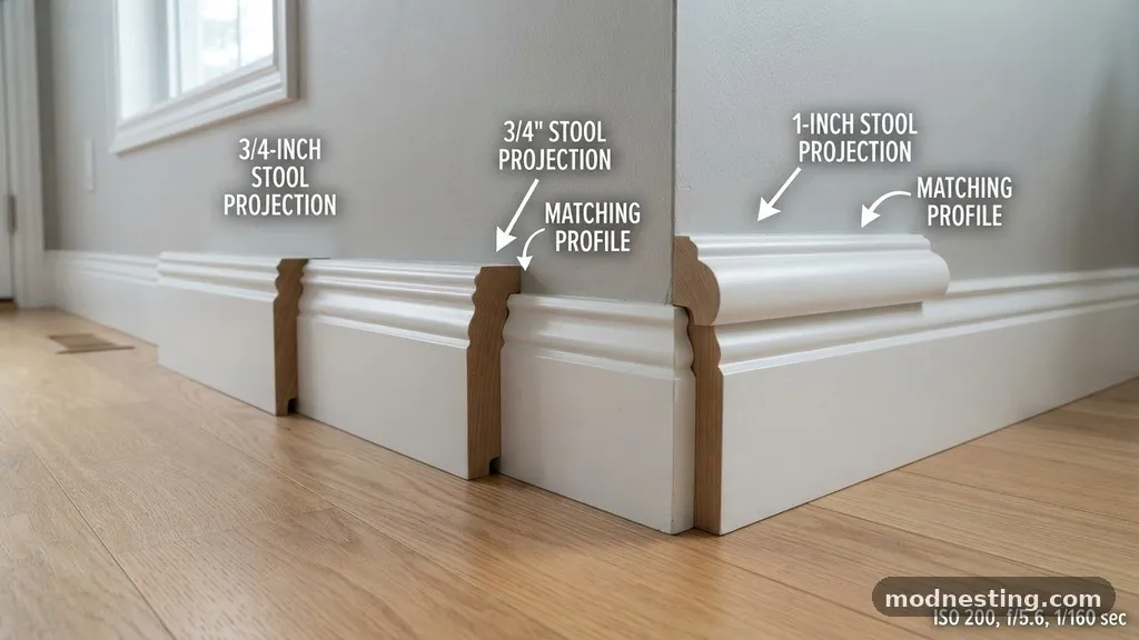 Integrating Stools with Baseboard Transitions - 3/4-Inch vs 1-Inch Stool Projection: Matching Profile to Baseboard Trim