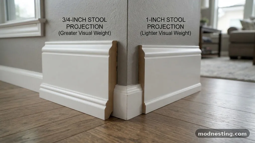 The Primary Difference in Visual Weight - 3/4-Inch vs 1-Inch Stool Projection: Matching Profile to Baseboard Trim